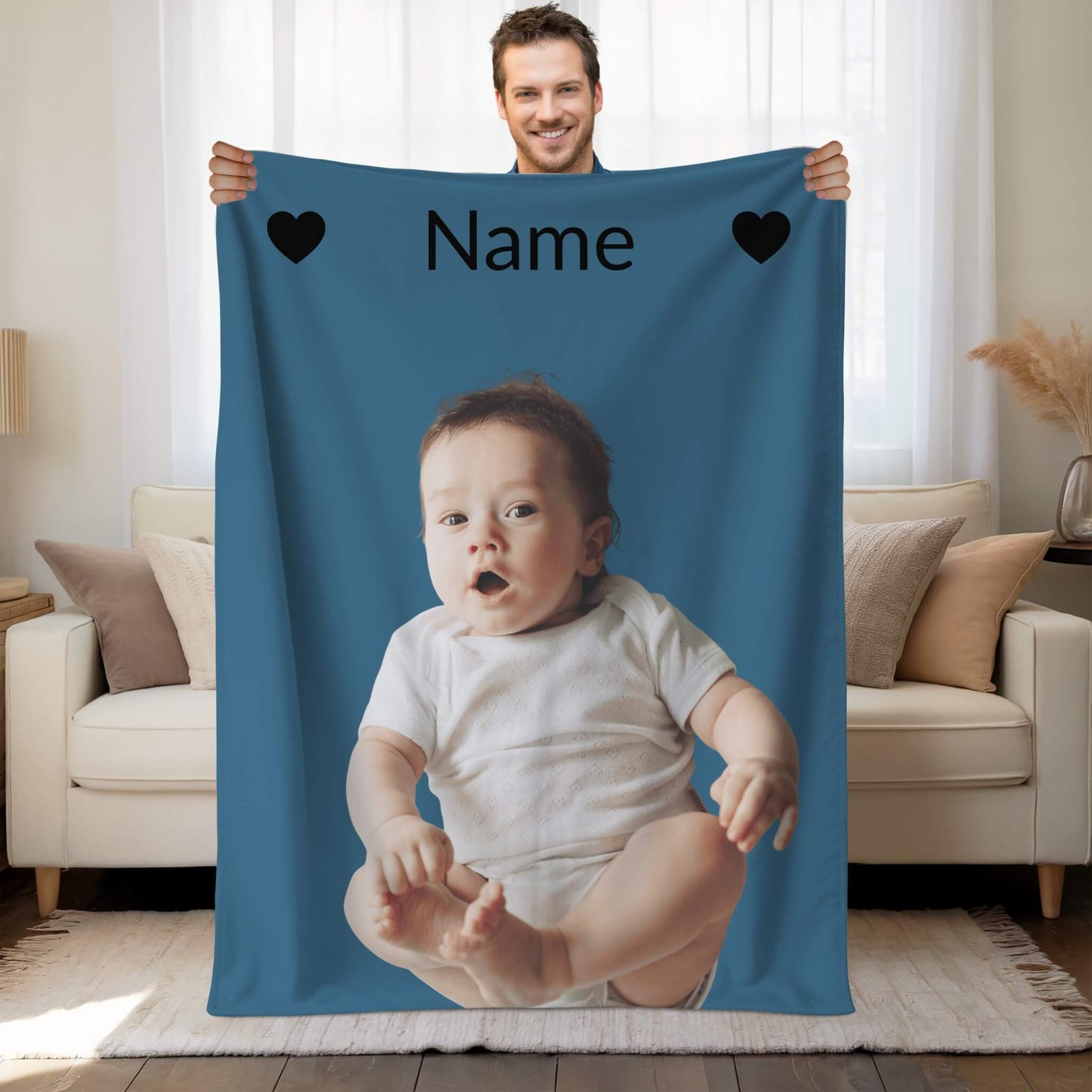 Personalized Photo Blanket l Your Photo + Text
