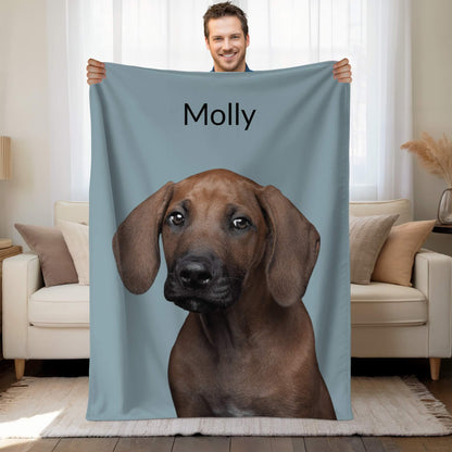 Custom photo Blanket l Pet Photo + Name