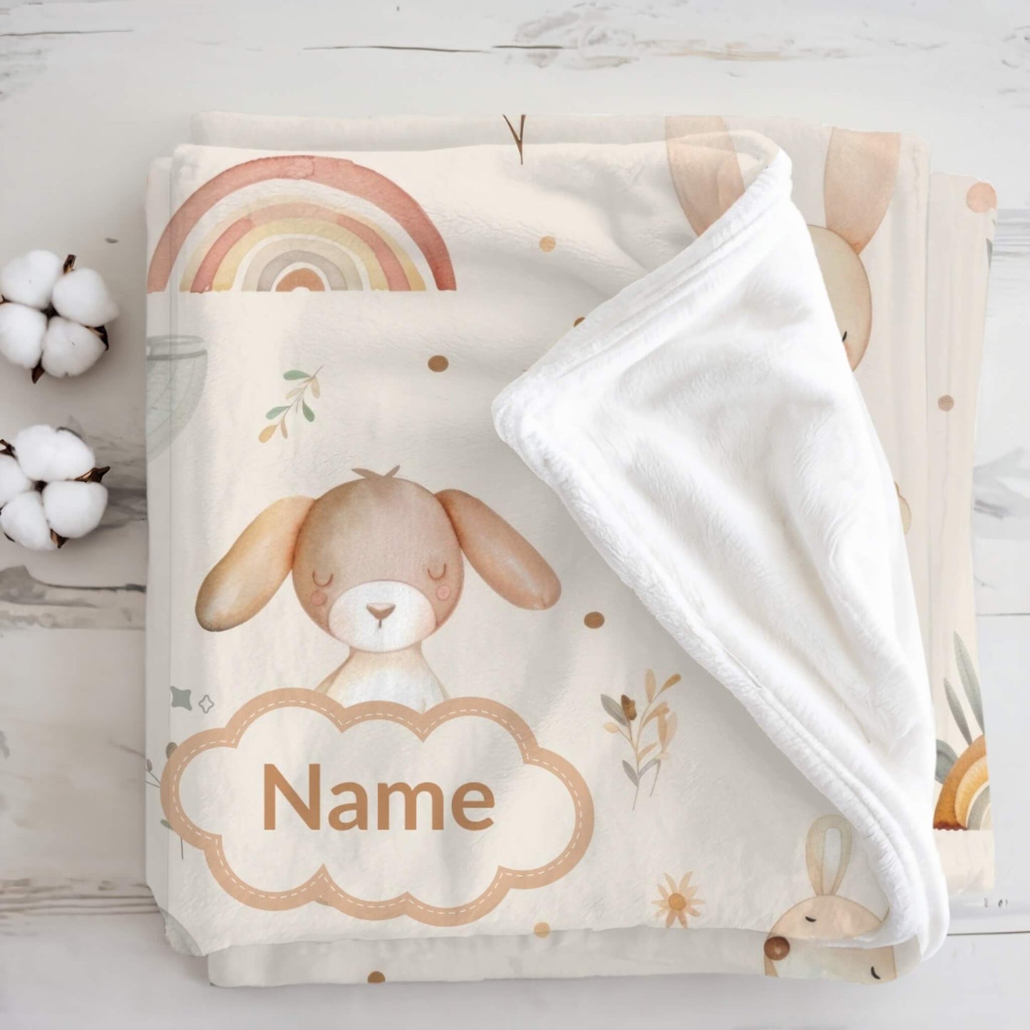 Custom Blanket | Name + Teddy & Bunny
