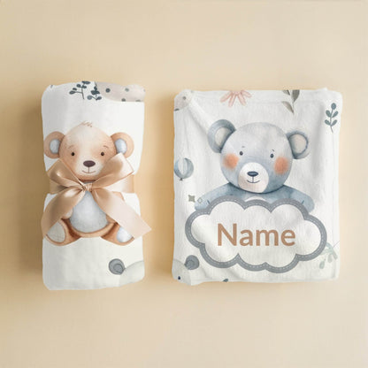 Custom Blanket | Name + Teddy & Bunny