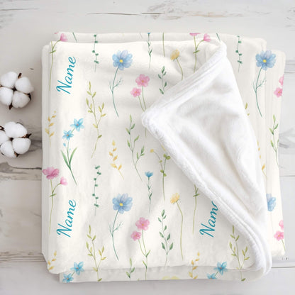 Wild Flower Pattern 9 + Kid Name | Personalized Blanket