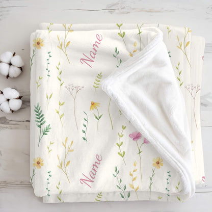 Wild Flower Pattern 10 + Kid Name | Personalized Blanket