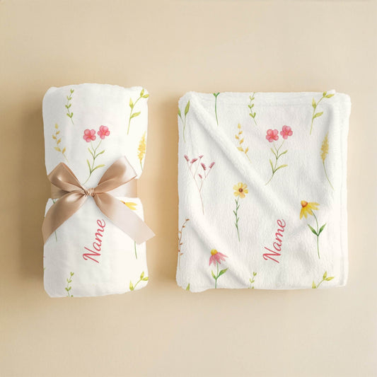 Wild Flower Pattern 12 + Kid Name | Personalized Blanket